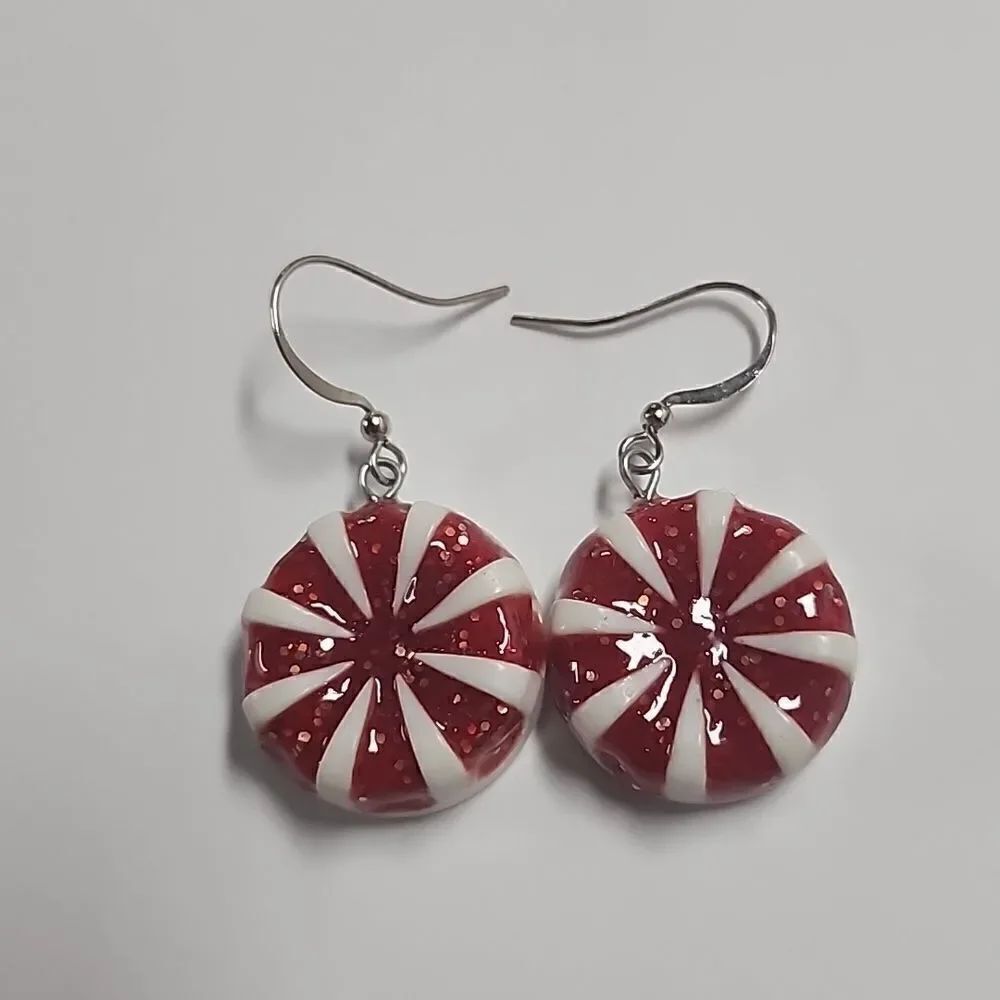 Glitter Peppermint Dangle Earrings